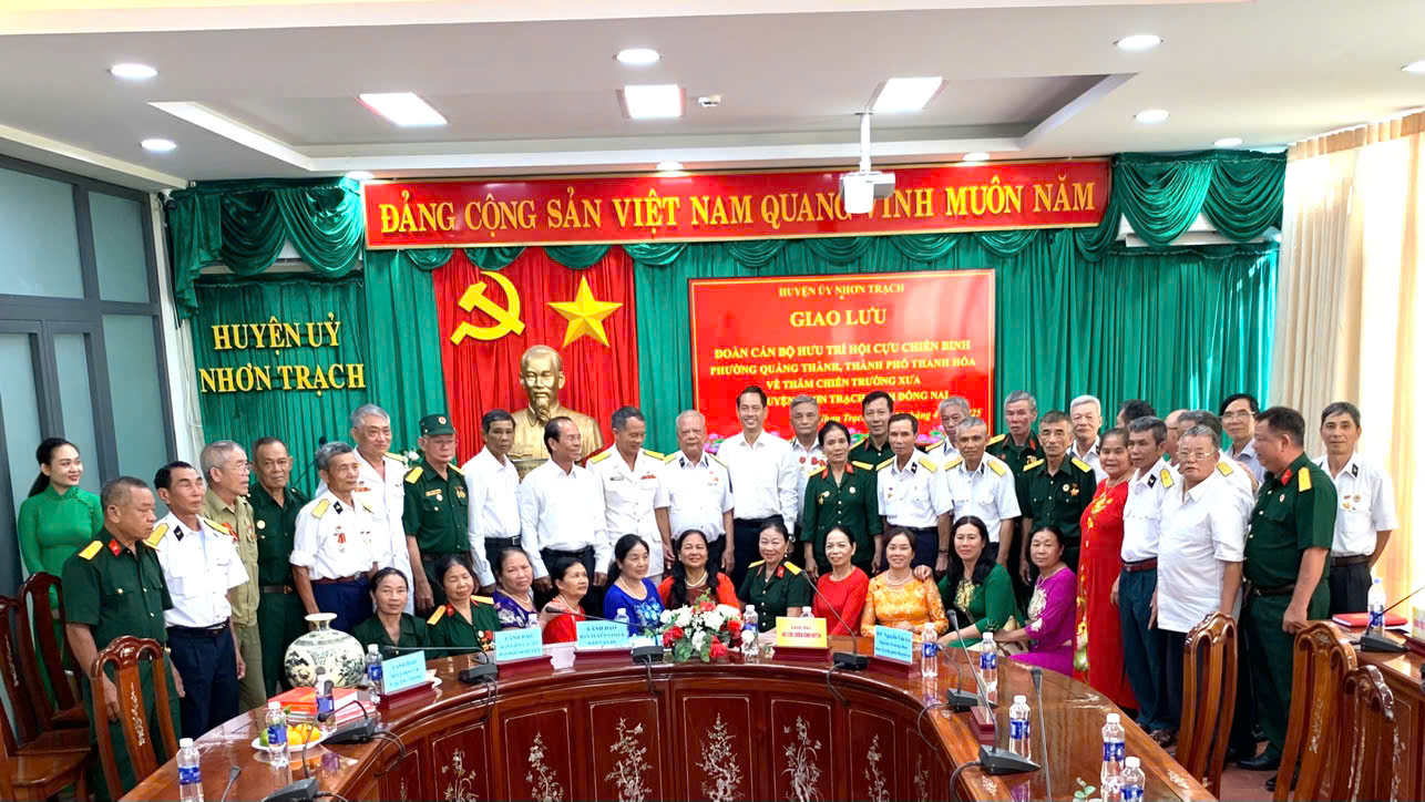 Chương trình họp mặt, giao lưu giữa Hội Cựu chiến binh huyện Nhơn Trạch và cán bộ, chiến sĩ nguyên thuộc Tiểu đoàn 3, Trung đoàn 46, Sư 325 thuộc Quân đoàn 2 và Hội viên Hội CCB Phường Quảng Thành, TP. Thanh Hoá nhân dịp kỷ niệm 50 năm Giải phóng miền Nam, thống nhất đất nước (30/4/1975 - 30/4/2025)